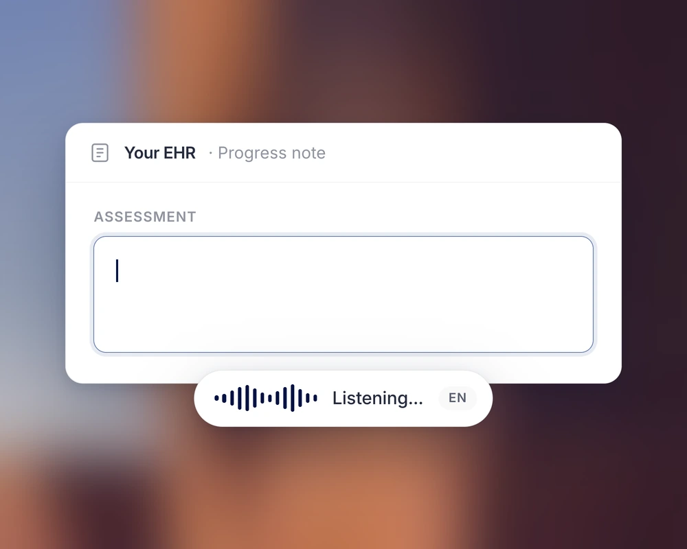 Listening indicator over an EHR field