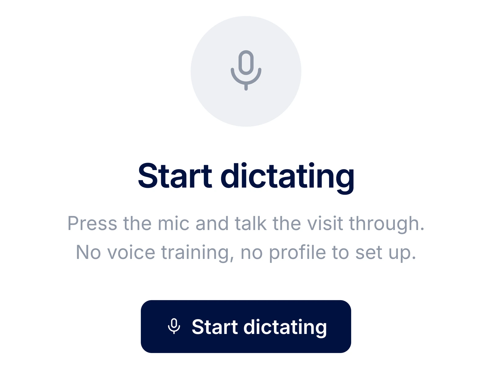Dictation session setup