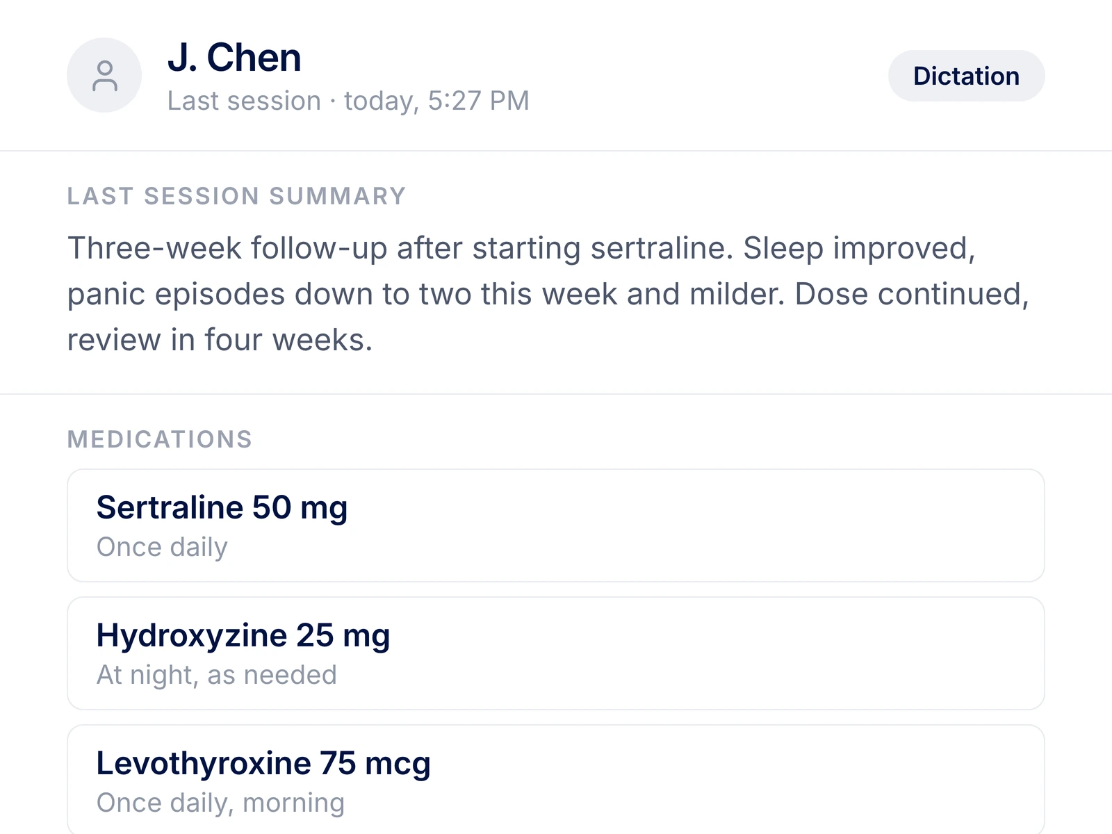 Patient record with a visit summary