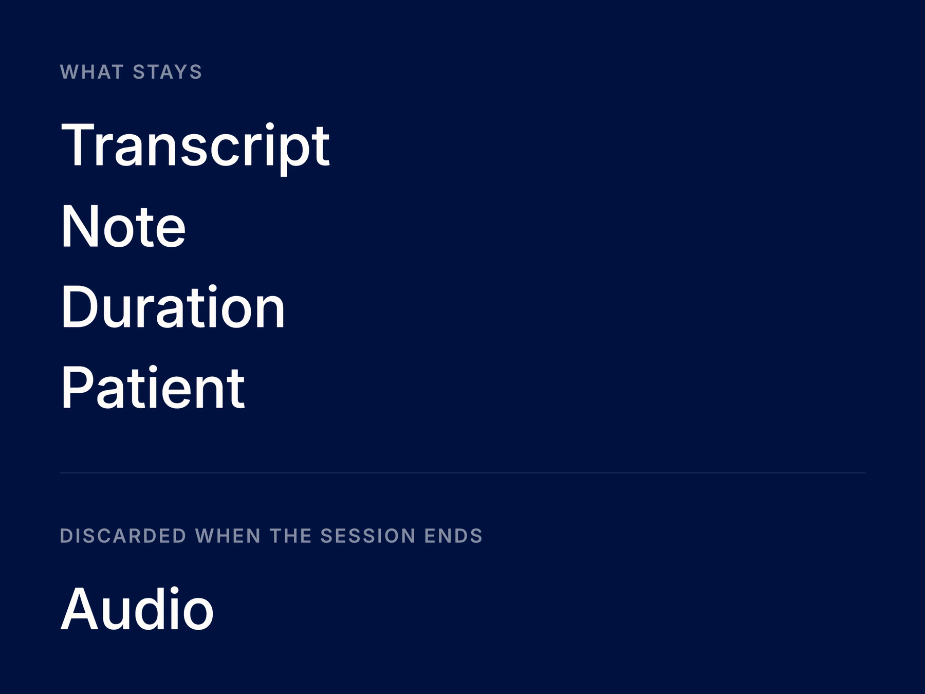 Session detail showing the retained transcript