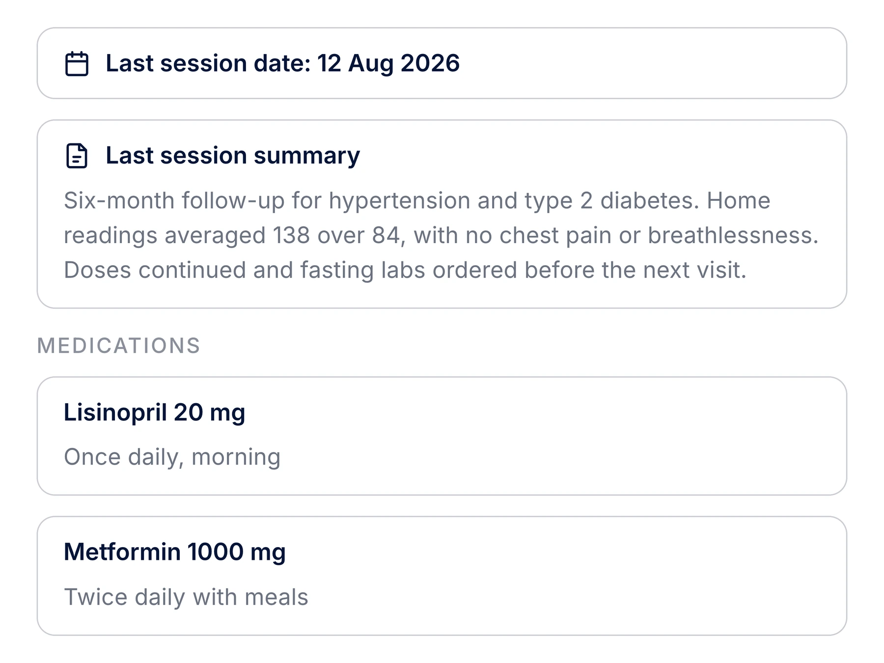 Patient record with a visit summary