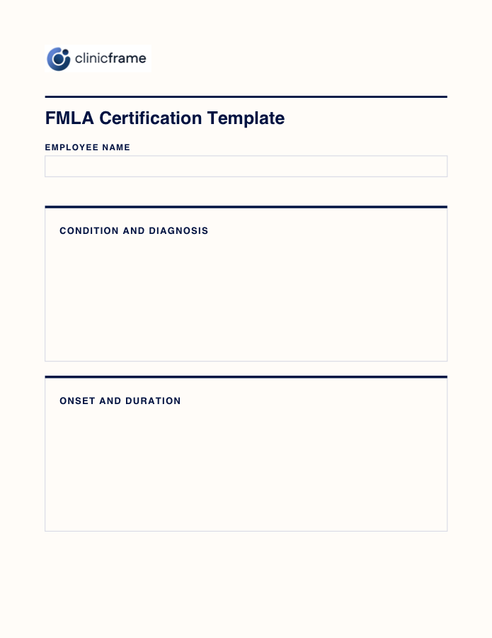Preview of the FMLA Certification Template PDF