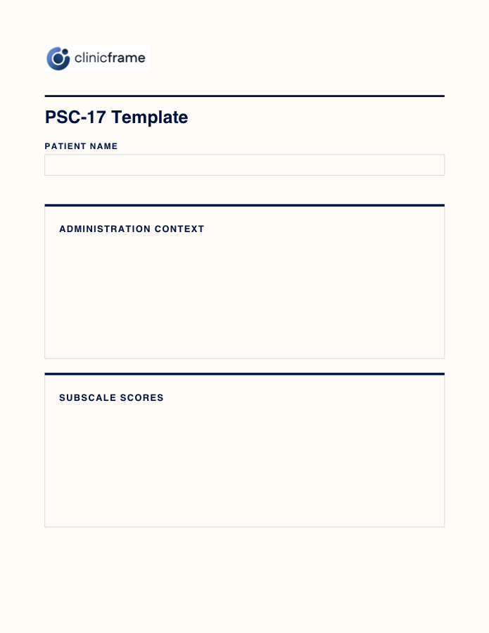 Preview of the PSC-17 Template PDF