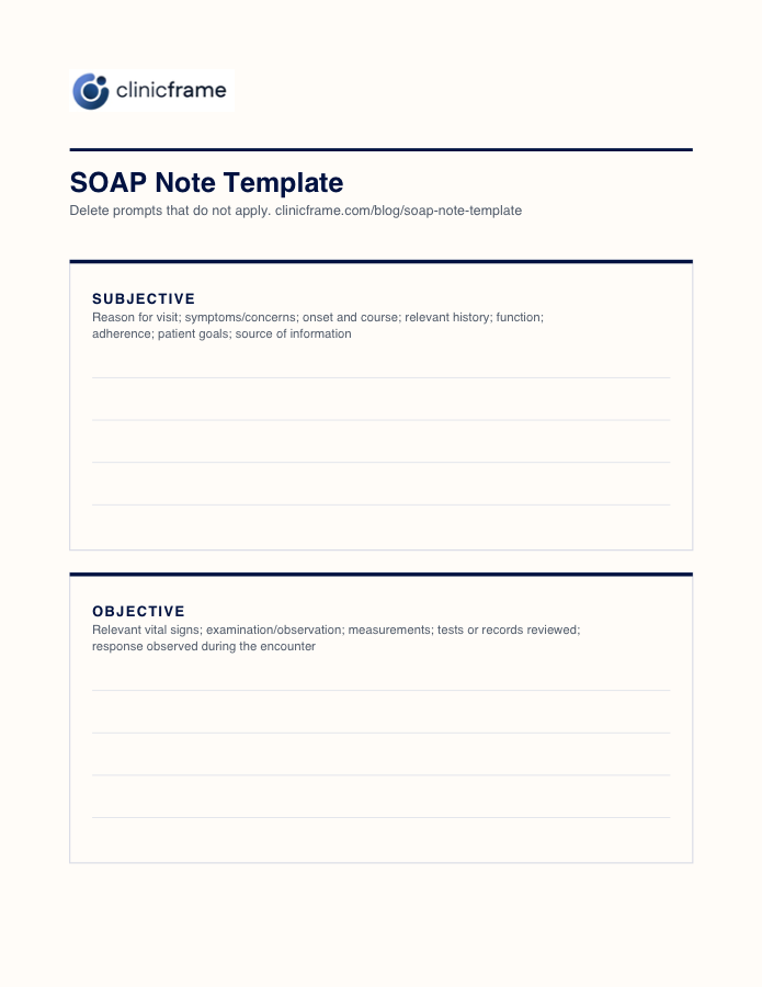 Preview of the SOAP Note Template PDF